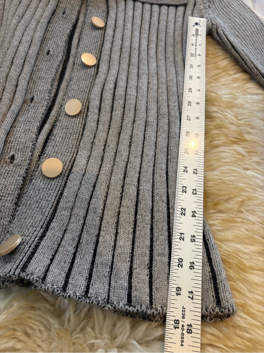 Listicle Gray Ribbed Button-Front Cardigan Jacket - Picture 7 of 8